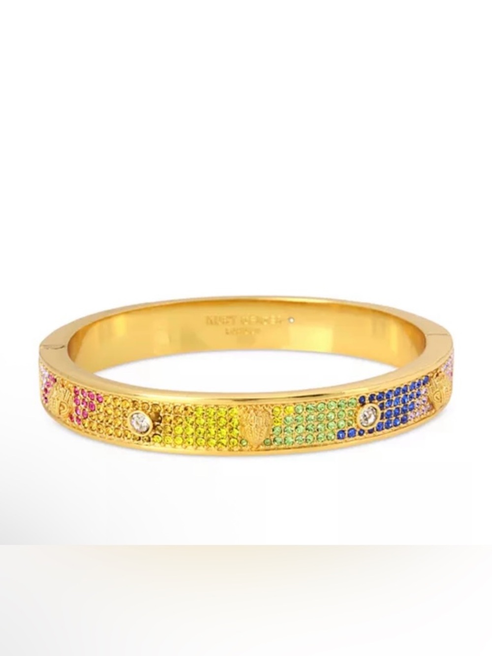 Kurt Geiger Gold-tone Signature Rainbow Crystal Pavé Bangle NWT - Picture 4 of 7